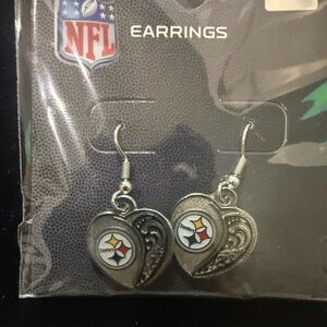 NFL Steelers Heart Earrings Licensed NEW